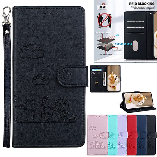 Leather cat wallet phone - leather,