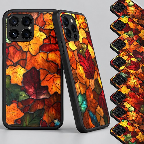 Autumn leaves stained - leaves, glass