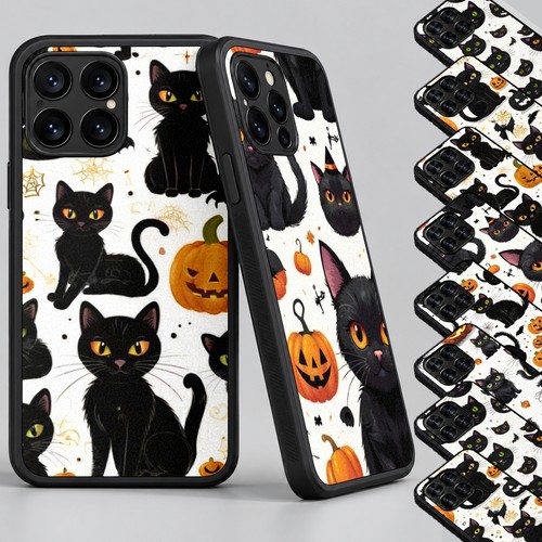 Black cats halloween tpu phone - black,